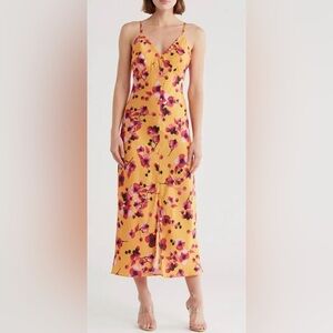 NEW Hutch Liddy Slip Dress Sz M Floral Yellow Pink